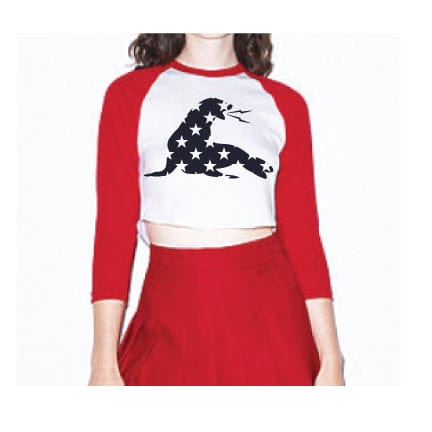 Women's Star Spangled 3/4 Sleeve Crop Top
